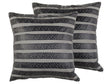 Set of 2 Decorative Cushions Black Faux Leather Striped 45 x 45 cm Geometric Pattern Glamour Decor Accessories Beliani