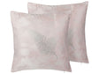 Set of 2 Decorative Cushions Pink Feather Applique 45 x 45 cm Delicate Motif Glam Decor Accessories Beliani