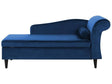 Chaise Lounge Blue Velvet Upholstery with Storage Right Hand with Bolster Beliani