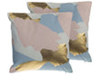 Set of 2 Decorative Cushions Pink with Gold Abstract Pattern 45 x 45 cm Paint Print Decor Accessories Beliani