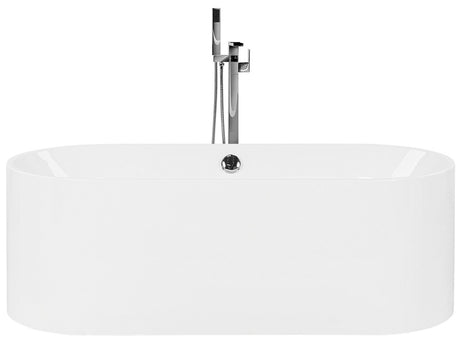 Bath White with Silver Sanitary Acrylic Single 170 x 75 cm Freestanding Modern Beliani