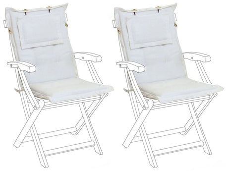 Outdoor Chair Replacement Cushions Set Off-White Fabric UV Resistant Thickly Padded 2 Pillows Beliani