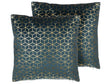 Set of 2 Decorative Cushions Blue Velvet Cube Pattern 45 x 45 cm Geometric Foil Print Modern Glamour Decor Accessories Beliani