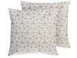 Set of 2 Decorative Cushions Gold Cotton Triangle Pattern 45 x 45 cm Geometric Net Modern Decor Accessories Beliani