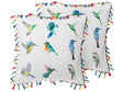 Set of 2 Decorative Cushions White Bird Print 45 x 45 cm with Multicolour Tassels Fringe Decor Accessories Beliani