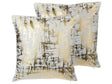 Set of 2 Decorative Cushions Gold Crackle Effect 45 x 45 cm Foil Print Pattern  Beliani