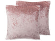 Set of 2 Decorative Cushions Pink Velvet 45 x 45 cm Plain Double Sided Glam Modern Beliani