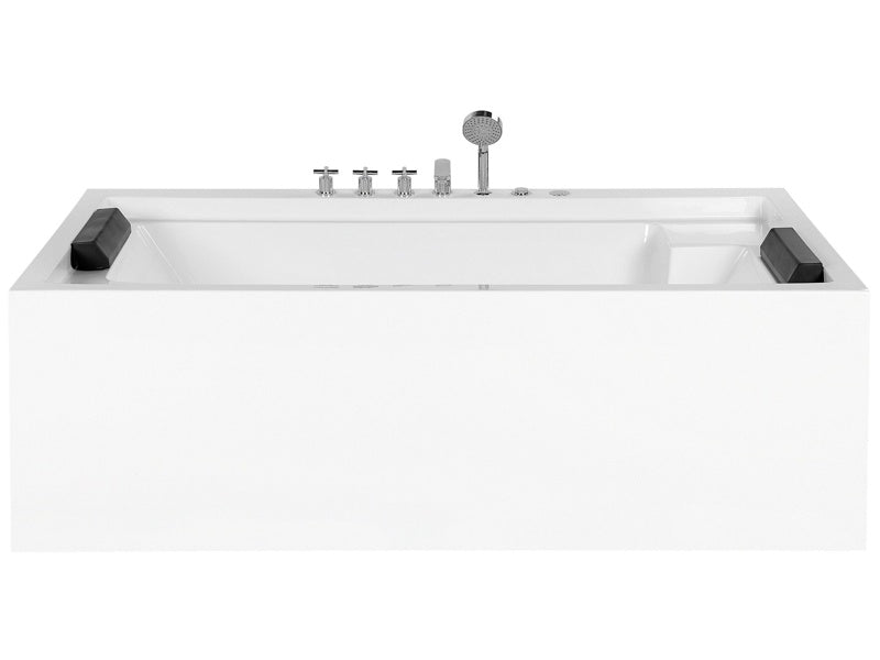 Whirlpool Bath White with Silver Sanitary Acrylic For Two 180 x 110 cm Freestanding Modern Beliani