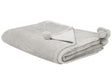 Blanket Grey Throw 150 x 200 with Pom Poms Soft Coverlet Beliani