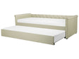 Trundle Bed Beige Fabric Upholstery EU Small Single Size Guest Underbed Buttoned Beliani