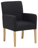 Dining Chair Black Fabric Upholstery Wooden Legs Elegant Seat with Arms Beliani