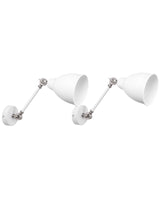 2 Wall Lamps Set White Metal Adjustable Light Position Swing Arm Modern Beliani