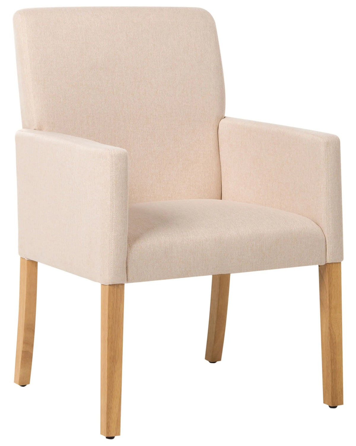 Dining Chair Beige Fabric Upholstery Wooden Legs Elegant Seat with Arms Beliani