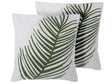 Set of 2 Decorative Cushions White with Green Cotton Palm Leaf Print 45 x 45 cm Floral Motif Modern Retro Decor Accessories Beliani