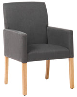 Dining Chair Grey Fabric Upholstery Wooden Legs Elegant Seat with Arms Beliani