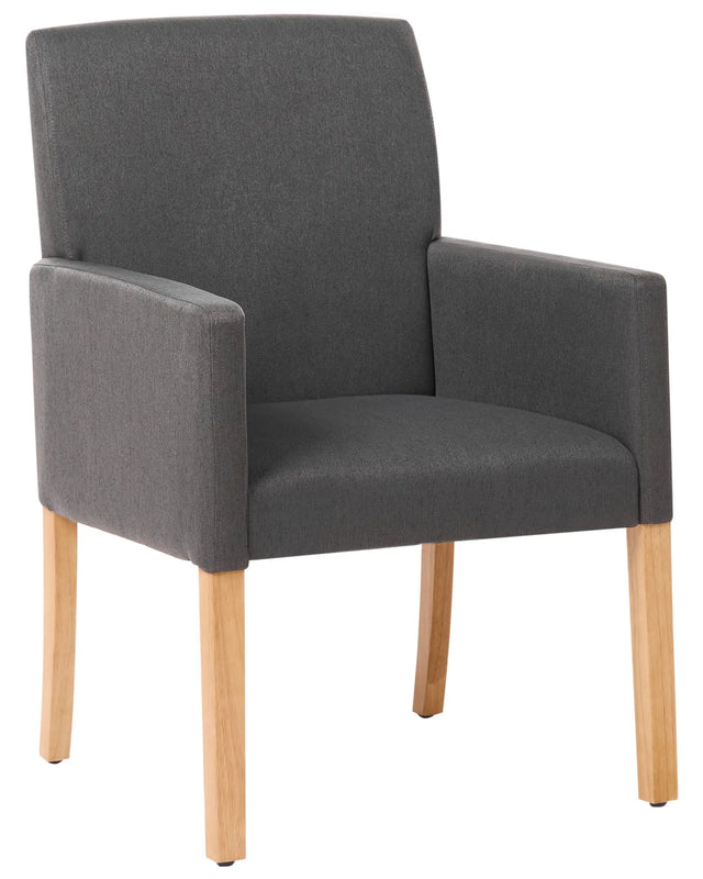 Dining Chair Grey Fabric Upholstery Wooden Legs Elegant Seat with Arms Beliani