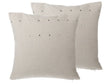 Set of 2 Decorative Cushions Beige Linen Studded 45 x 45 cm Rivets Minimalist Modern Decor Accessories Beliani