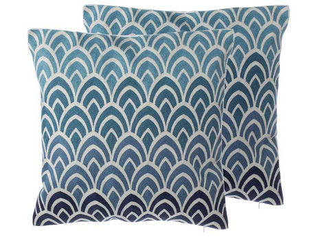 Set of 2 Decorative Cushions Blue Mermaid Scale 45 x 45 cm Modern Glam Decor Accessories Beliani