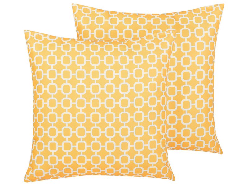 Set of 2 Outdoor Pillows Cushions Yellow 40 x 40 cm Zip Modern Beliani