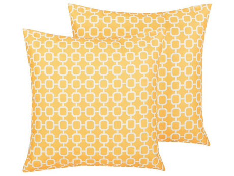 Set of 2 Outdoor Pillows Cushions Yellow 40 x 40 cm Zip Modern Beliani