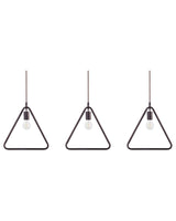 Set of 3 Ceiling Lamps Brown Metal Triangle Shade Pendant Industrial Beliani