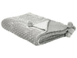 Blanket Light Grey Throw 200 x 220 with Pom Poms Popcorn Texture Soft Coverlet Beliani