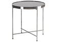 Side Table Black Tempered Glass ø 40 cm Top Silver Metal Legs Round Glam Shiny Beliani