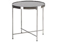 Side Table Black Tempered Glass  40 cm Top Silver Metal Legs Round Glam Shiny Beliani