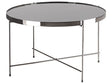 Coffee Table Black Tempered Glass Top Silver Metal Legs ø 63 cm Round Glam Shiny Beliani