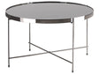 Coffee Table Black Tempered Glass Top Silver Metal Legs  63 cm Round Glam Shiny Beliani