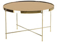 Coffee Table Golden Brown Tempered Glass Top Gold Metal Legs  63 cm Round Glam Shiny Beliani