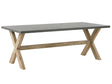 Outdoor Dining Table Grey Concrete Tabletop Light Wooden Legs Acacia 8 People Capacity 200 x 100 cm Beliani