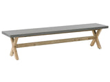 Outdoor Garden Bench Fibre Cement Top Grey Wooden Base 3 People Capacity Modern Patio Furniture  Beliani