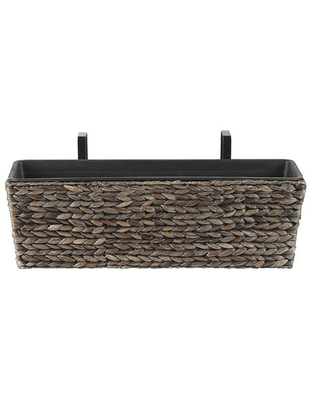 Plant Pot Brown Water Hyacinth Weave Rectangular 60 x 20 cm Synthetic with Drain holes Beliani