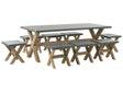 Outdoor Dining Set Grey Light Wood Fibre Cement For 8 People Table and Stools Modern Design Beliani