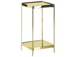 Side Table Gold Tempered Glass Top Metal Legs with Shelf Shiny 29 x 29 cm Glam Beliani