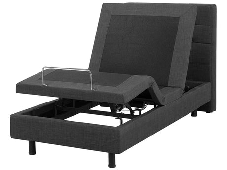 Electric Bed Dark Grey EU Small Single 2ft6 Remote Control Adjustable Linen Beliani