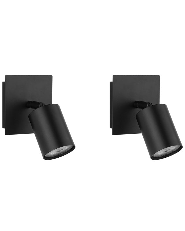 Wall Lamps Black Metal Adjustable Contemporary Beliani