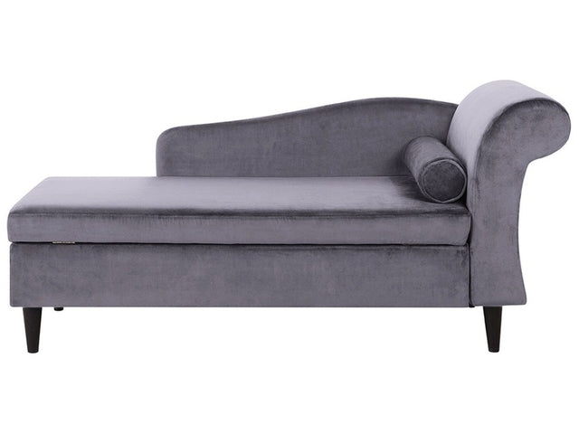 Chaise Lounge Grey Velvet Upholstery with Storage Right Hand with Bolster Beliani