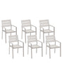 Set of 6 Garden Dining Chairs White Plastic Wood Slatted Back Aluminium Frame Outdoor Chairs Set Beliani