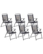 Set of 6 Garden Chairs Black Steel Frame Foldable Beliani