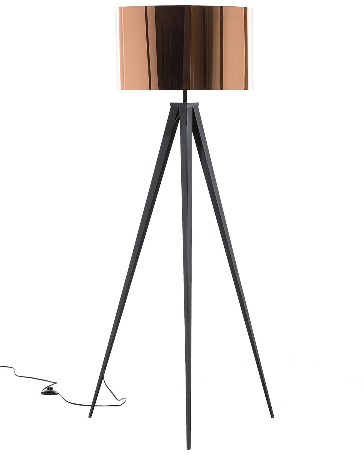 Floor Lamp Copper PVC 156H cm Black Metal Tripod Legs Drum Shade Modern Beliani