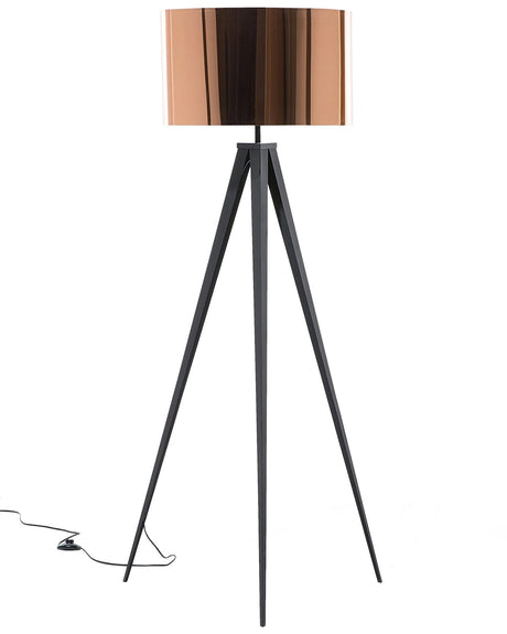 Floor Lamp Copper PVC 156H cm Black Metal Tripod Legs Drum Shade Modern Beliani