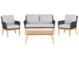 Garden Conversation Set Acacia Wood Grey Cushions Modern Outdoor 4 Seater with Coffee Table Beliani