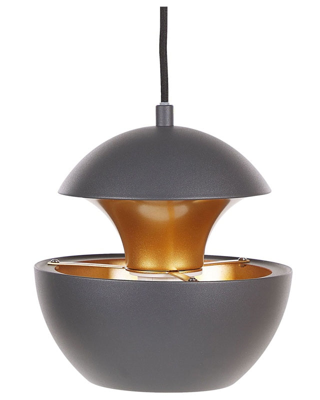 Pendant Lamp Black Metal Gold Inner Modern Design Hanging Kitchen Lighting Beliani