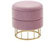 Storage Pouffe Pink Polyester Velvet Upholstery Gold Base Glamorous Design Living Room Accessories Beliani