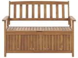 Outdoor Bench with Storage Solid Acacia Wood 2 Seater 120 cm Light Colour Rustic Style Beliani