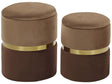 Set of 2 Storage Pouffes Light and Dark Brown Polyester Velvet Upholstery Footstool Retro Design Beliani