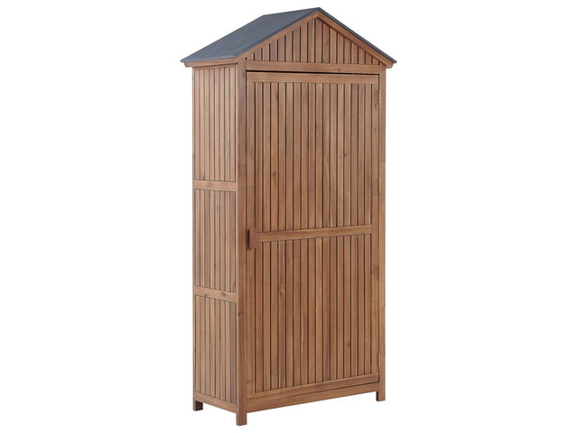 Garden Storage Cabinet Acacia Wood 200 x 100 cm Outdoor Tool Shed with Shelves  Beliani