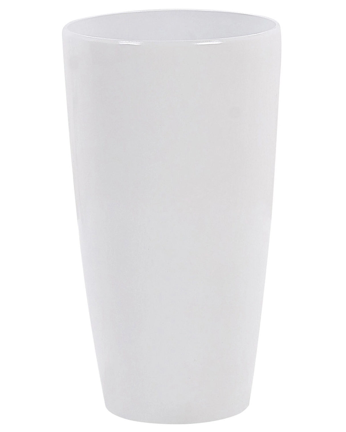 Indoor Outdoor Plant Flower Pot White Stone Mixture High Gloss Round Tall 40 cm Modern Design Beliani